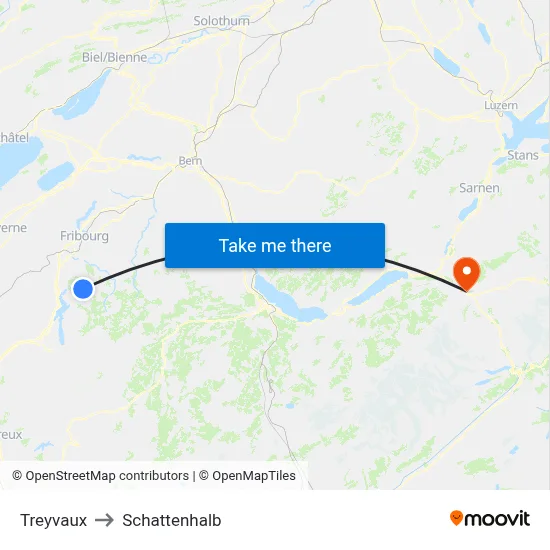 Treyvaux to Schattenhalb map