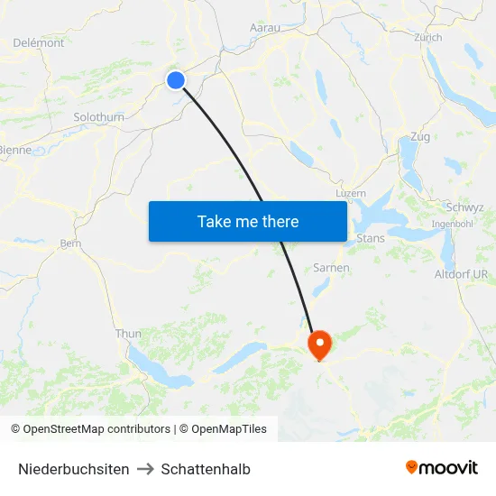 Niederbuchsiten to Schattenhalb map