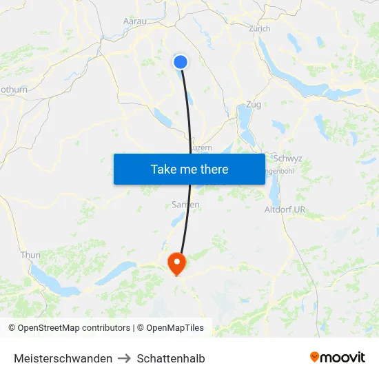 Meisterschwanden to Schattenhalb map