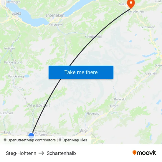 Steg-Hohtenn to Schattenhalb map