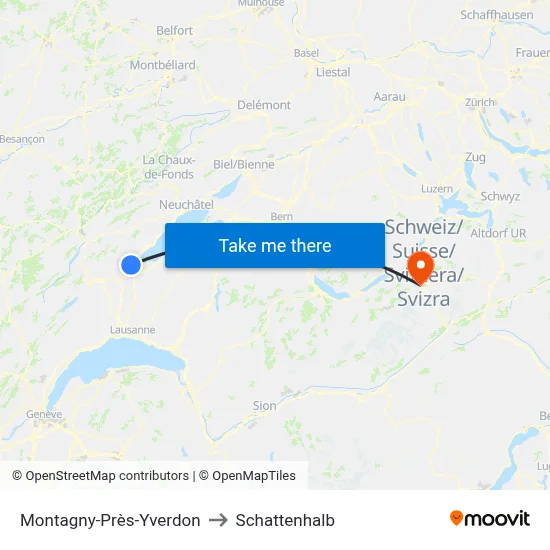 Montagny-Près-Yverdon to Schattenhalb map
