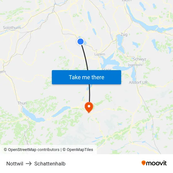 Nottwil to Schattenhalb map