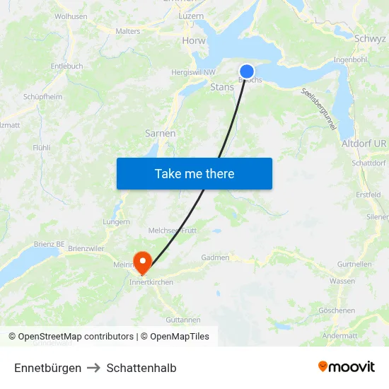 Ennetbürgen to Schattenhalb map