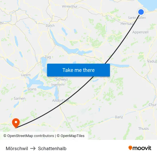 Mörschwil to Schattenhalb map