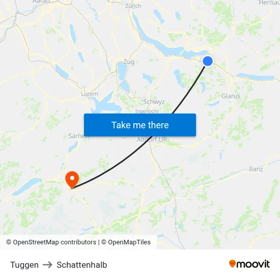 Tuggen to Schattenhalb map