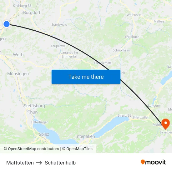 Mattstetten to Schattenhalb map