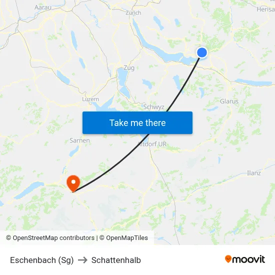 Eschenbach (Sg) to Schattenhalb map
