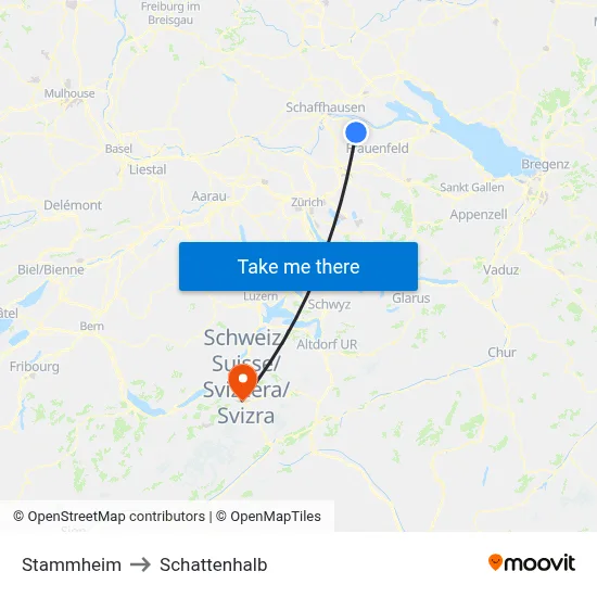 Stammheim to Schattenhalb map