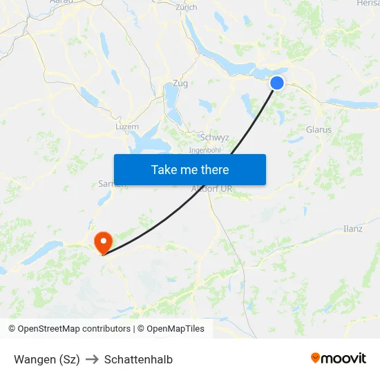 Wangen (Sz) to Schattenhalb map