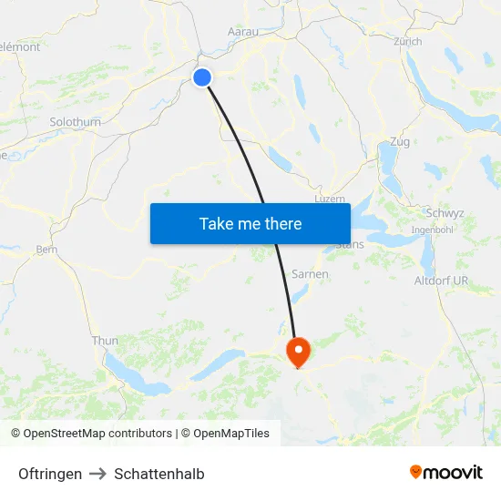 Oftringen to Schattenhalb map