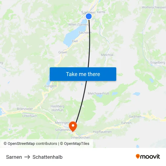 Sarnen to Schattenhalb map