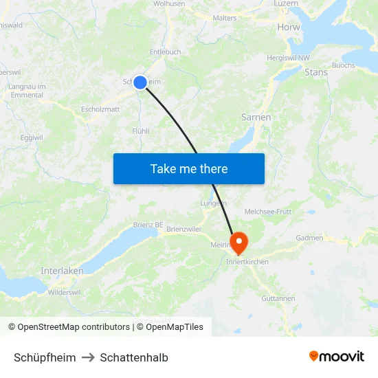 Schüpfheim to Schattenhalb map
