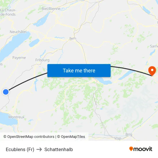 Ecublens (Fr) to Schattenhalb map