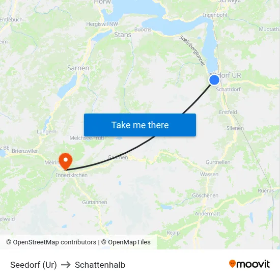 Seedorf (Ur) to Schattenhalb map