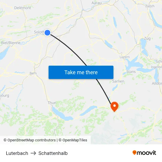 Luterbach to Schattenhalb map