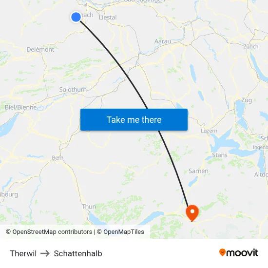 Therwil to Schattenhalb map