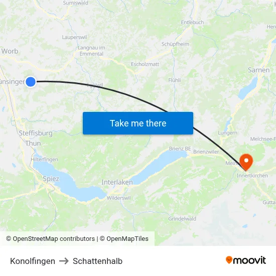 Konolfingen to Schattenhalb map