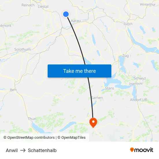 Anwil to Schattenhalb map