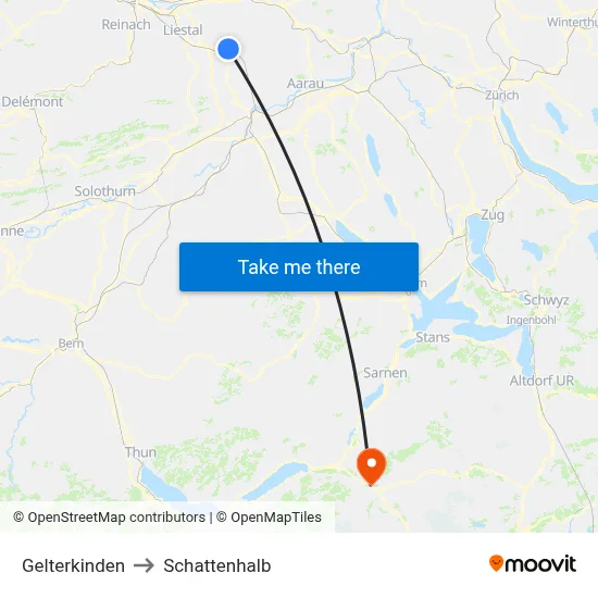 Gelterkinden to Schattenhalb map