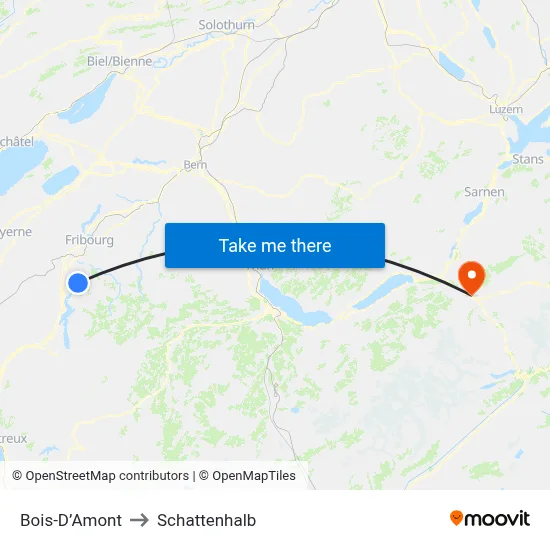 Bois-D’Amont to Schattenhalb map