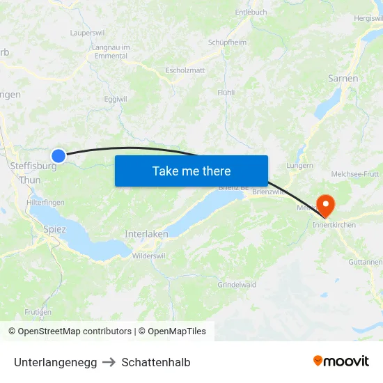 Unterlangenegg to Schattenhalb map