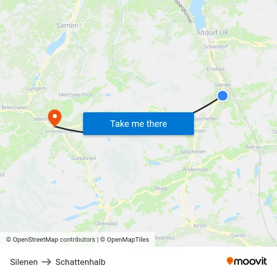 Silenen to Schattenhalb map