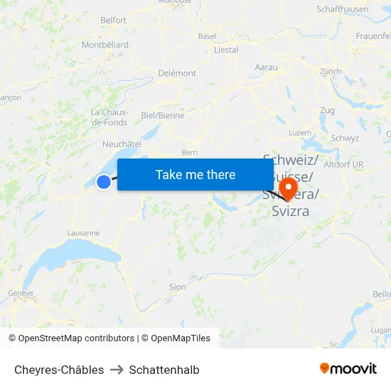 Cheyres-Châbles to Schattenhalb map