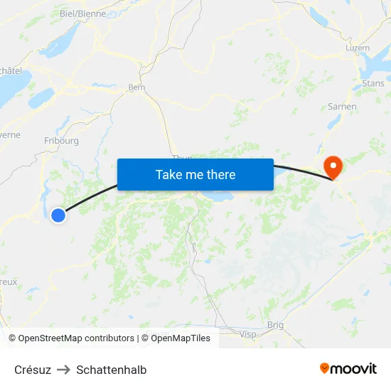 Crésuz to Schattenhalb map