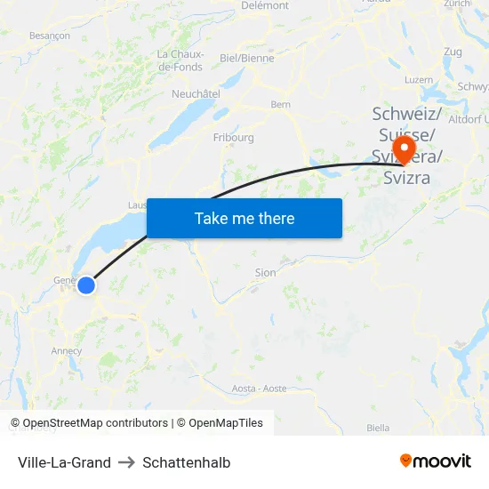 Ville-La-Grand to Schattenhalb map