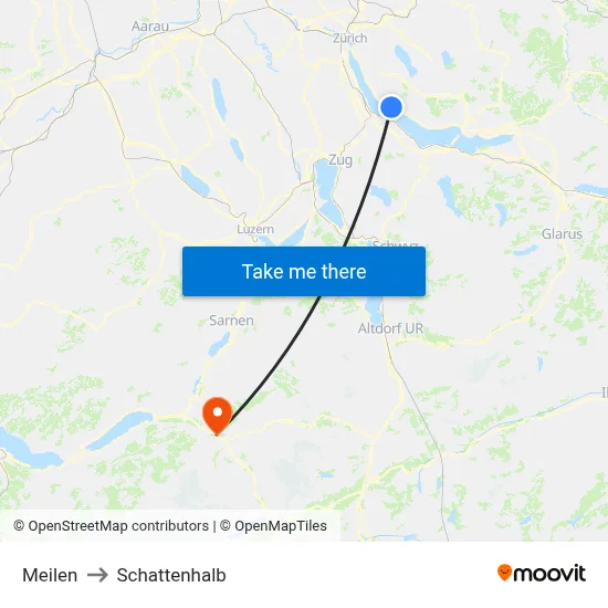 Meilen to Schattenhalb map