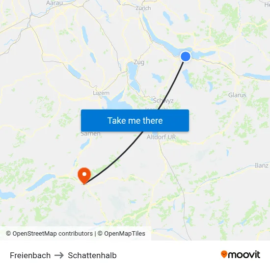 Freienbach to Schattenhalb map