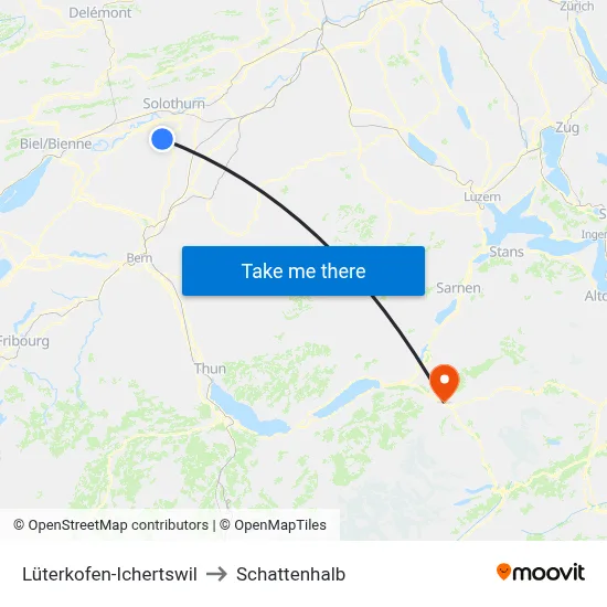 Lüterkofen-Ichertswil to Schattenhalb map
