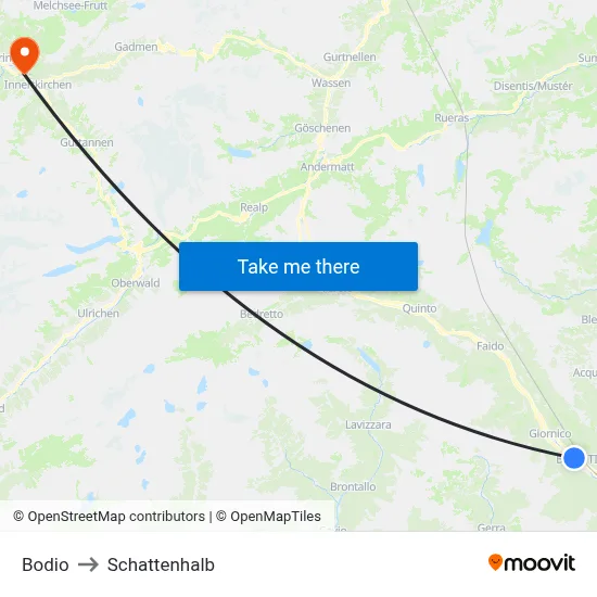 Bodio to Schattenhalb map
