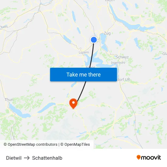 Dietwil to Schattenhalb map