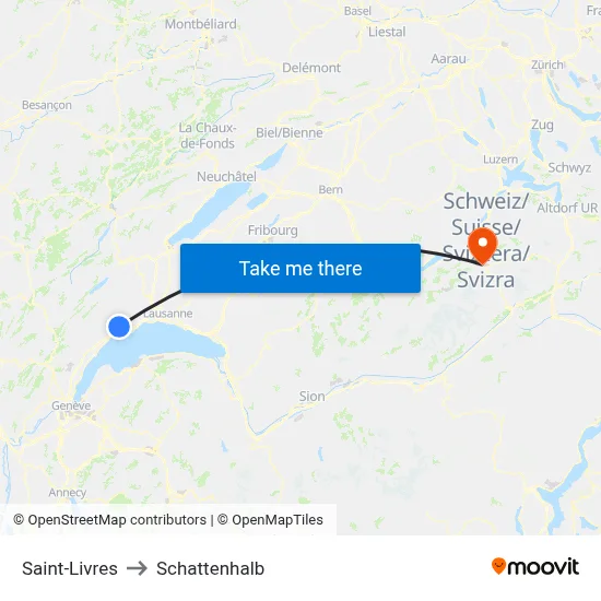 Saint-Livres to Schattenhalb map