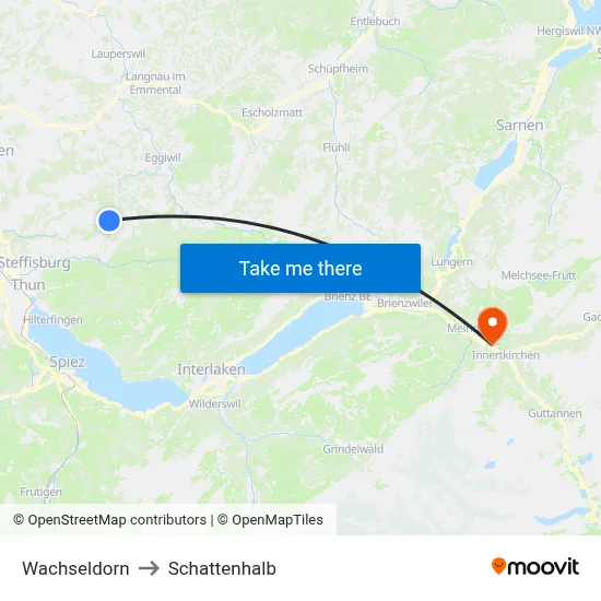 Wachseldorn to Schattenhalb map