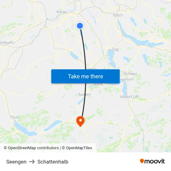 Seengen to Schattenhalb map