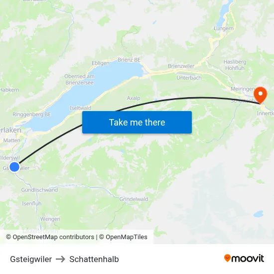 Gsteigwiler to Schattenhalb map