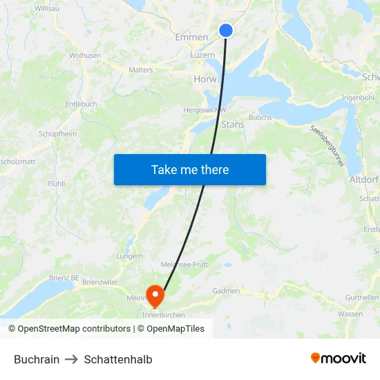 Buchrain to Schattenhalb map