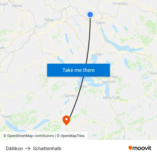 Dällikon to Schattenhalb map