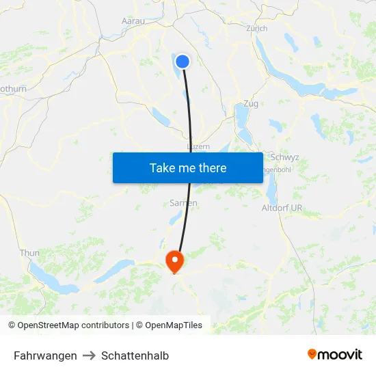 Fahrwangen to Schattenhalb map