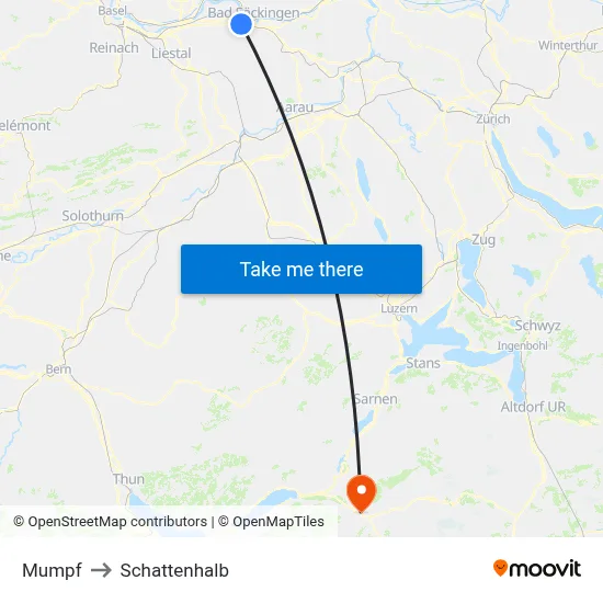 Mumpf to Schattenhalb map
