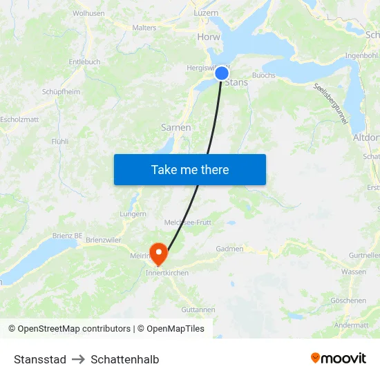 Stansstad to Schattenhalb map