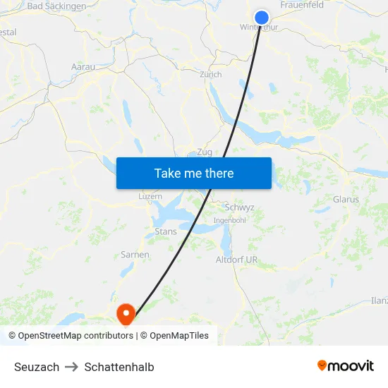 Seuzach to Schattenhalb map