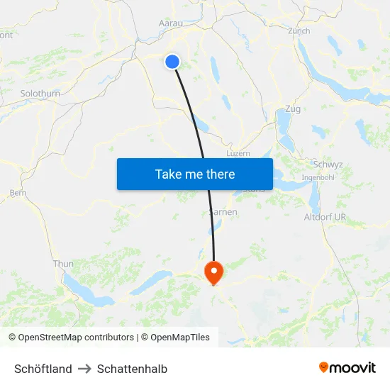 Schöftland to Schattenhalb map