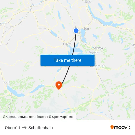 Oberrüti to Schattenhalb map