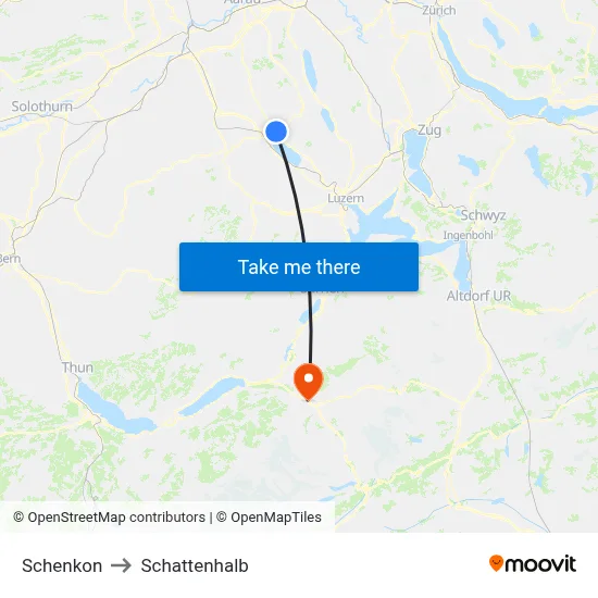 Schenkon to Schattenhalb map