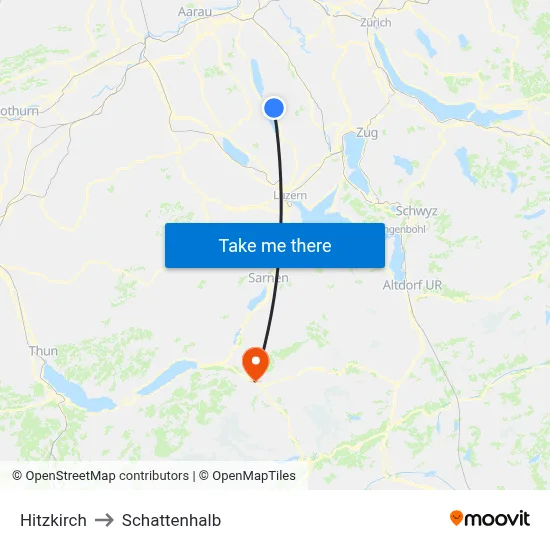 Hitzkirch to Schattenhalb map