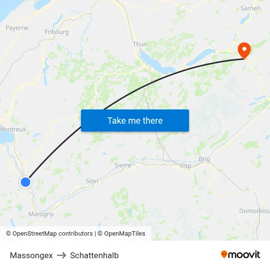 Massongex to Schattenhalb map