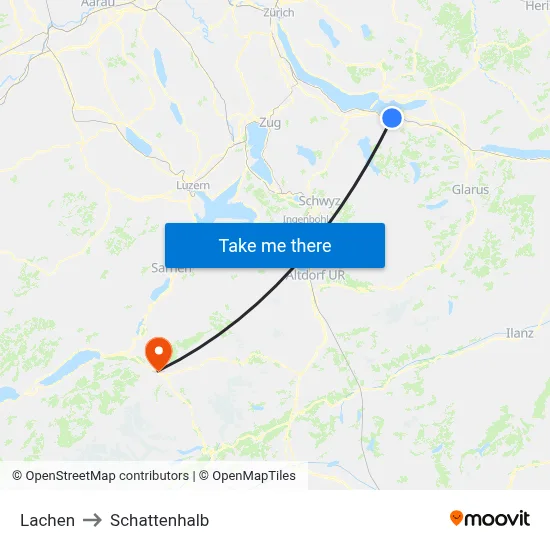 Lachen to Schattenhalb map